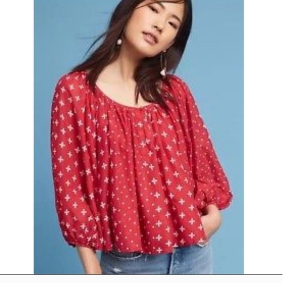 Anthropologie kopal boho luma peasant boho polka dot top xs - Picture 3 of 11